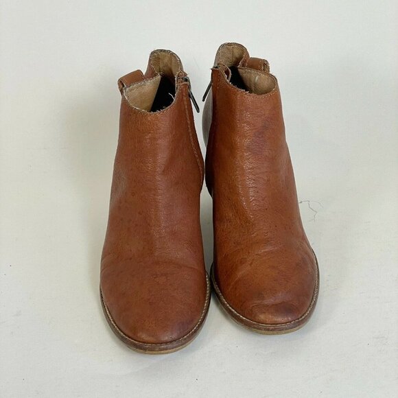 Madewell Womens Billie Ankle Bootie Leather Boots Brown Sz 6.5 Stacked Heels Zip - Picture 2 of 12